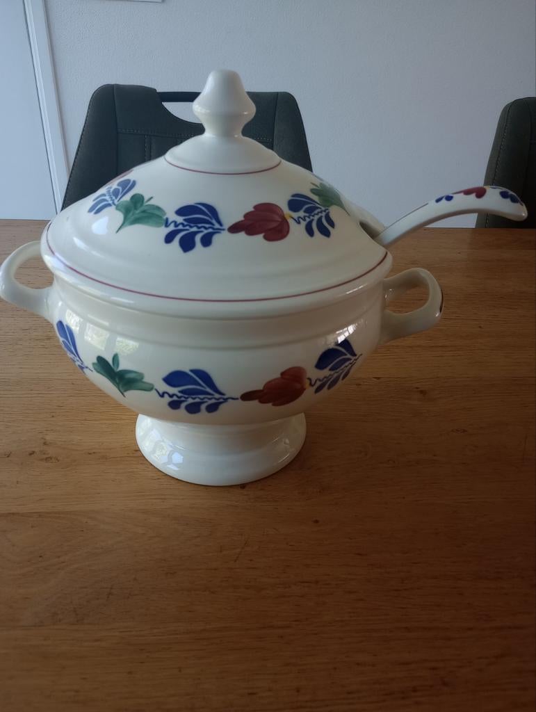 Boerenbont soepterrine met soeplepel, Ophalen