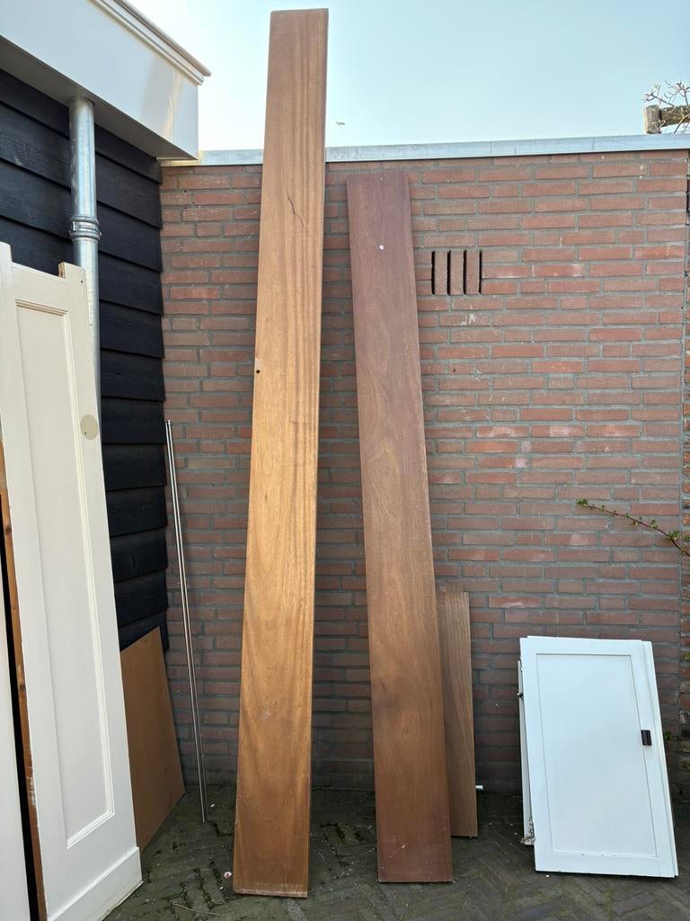 4 x authetieke massieve houten planken, Doe-het-zelf en Verbouw, Hout en Planken, Ophalen, 25 tot 50 mm, Zo goed als nieuw, Plank