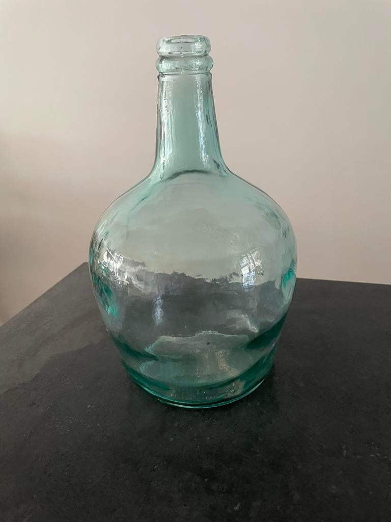 Glazen vaas, lichtgroen, Gebruikt, Ophalen of Verzenden, Glas, Minder dan 50 cm