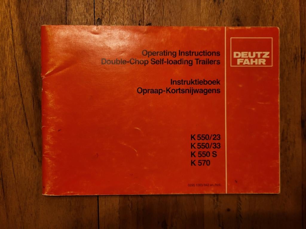 Deutz-Fahr K550/23 K 560 S opraap-kortsnijwagens instructies, Ophalen of Verzenden