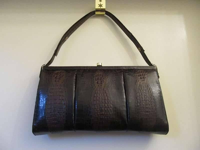 Mooie tas van krokodillenleer, Verzenden, Zo goed als nieuw, Bruin, Handtas