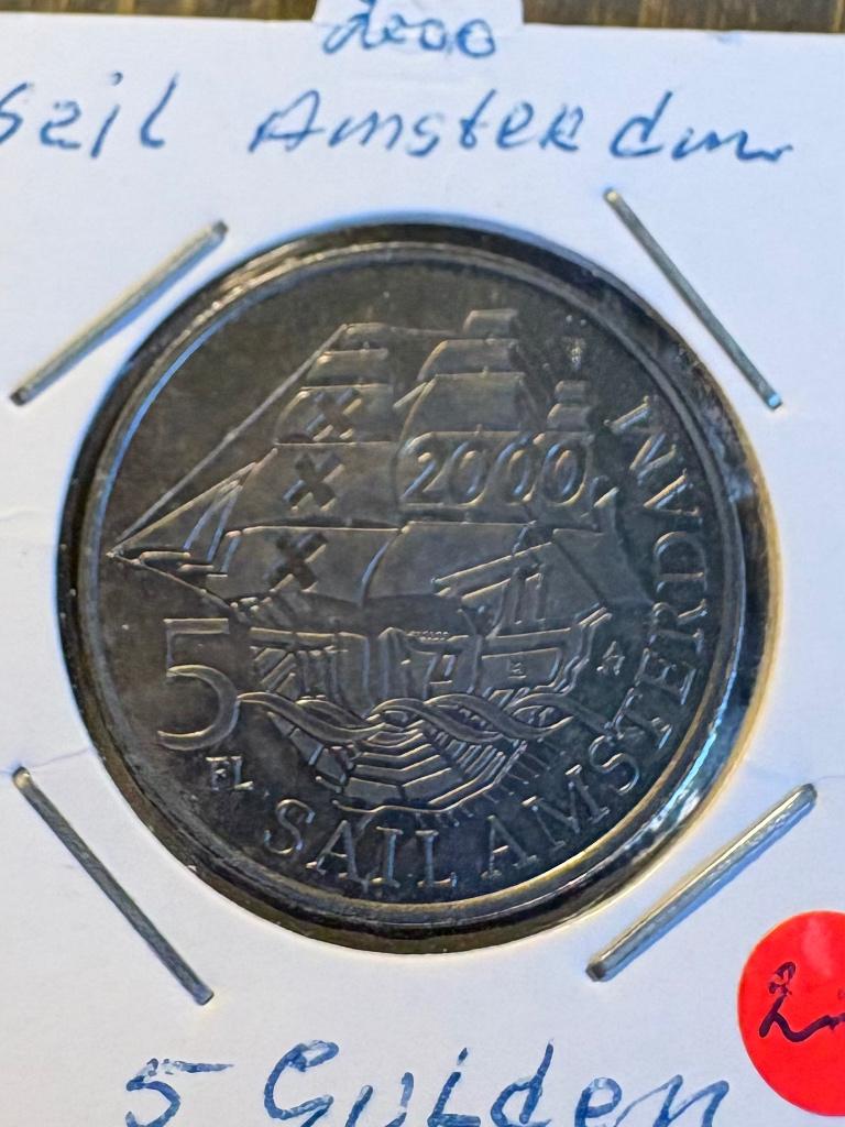 5 Gulden 2000 Sail, Postzegels en Munten, Penningen en Medailles, Ophalen of Verzenden, Overige materialen, Nederland