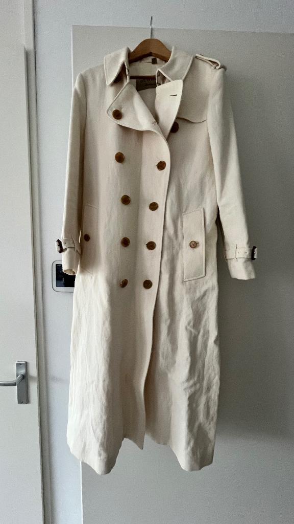 Burberry double breasted trenchcoat, Wit, Ophalen of Verzenden, Zo goed als nieuw, Burberry
