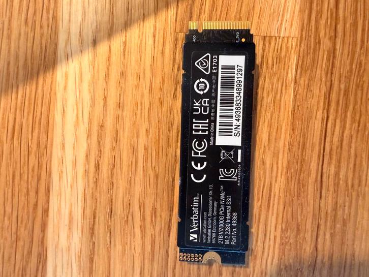 Verbatim Vi7000G 2TB NVMe PCIe 4.0 SSD heatsink PS5, Computers en Software, Harde schijven, Zo goed als nieuw, Overige aansluitingen