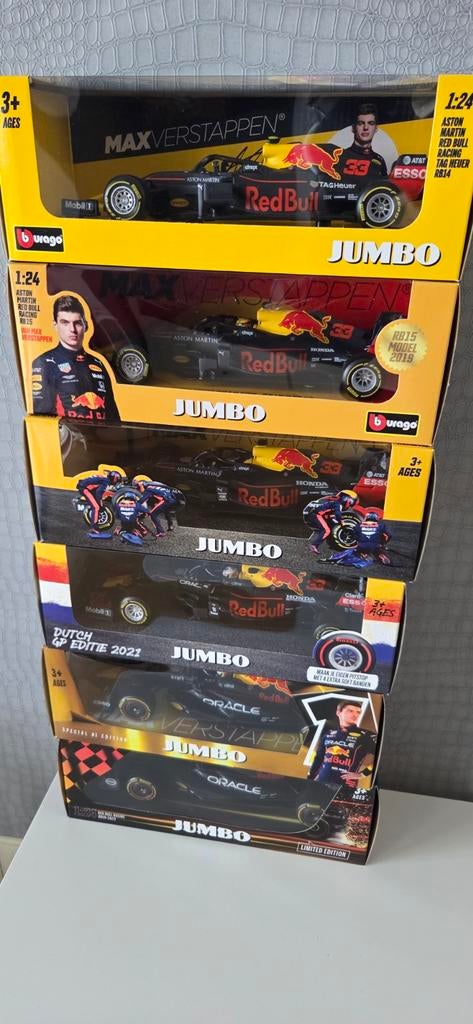 6 Max Verstappen F1 auto's 2018-2023, Ophalen of Verzenden, Nieuw, Auto, Bburago