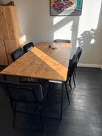 Eettafel te Koop! Hout met staal, Huis en Inrichting, Tafels | Eettafels, Ophalen, Zo goed als nieuw, Rechthoekig, 50 tot 100 cm