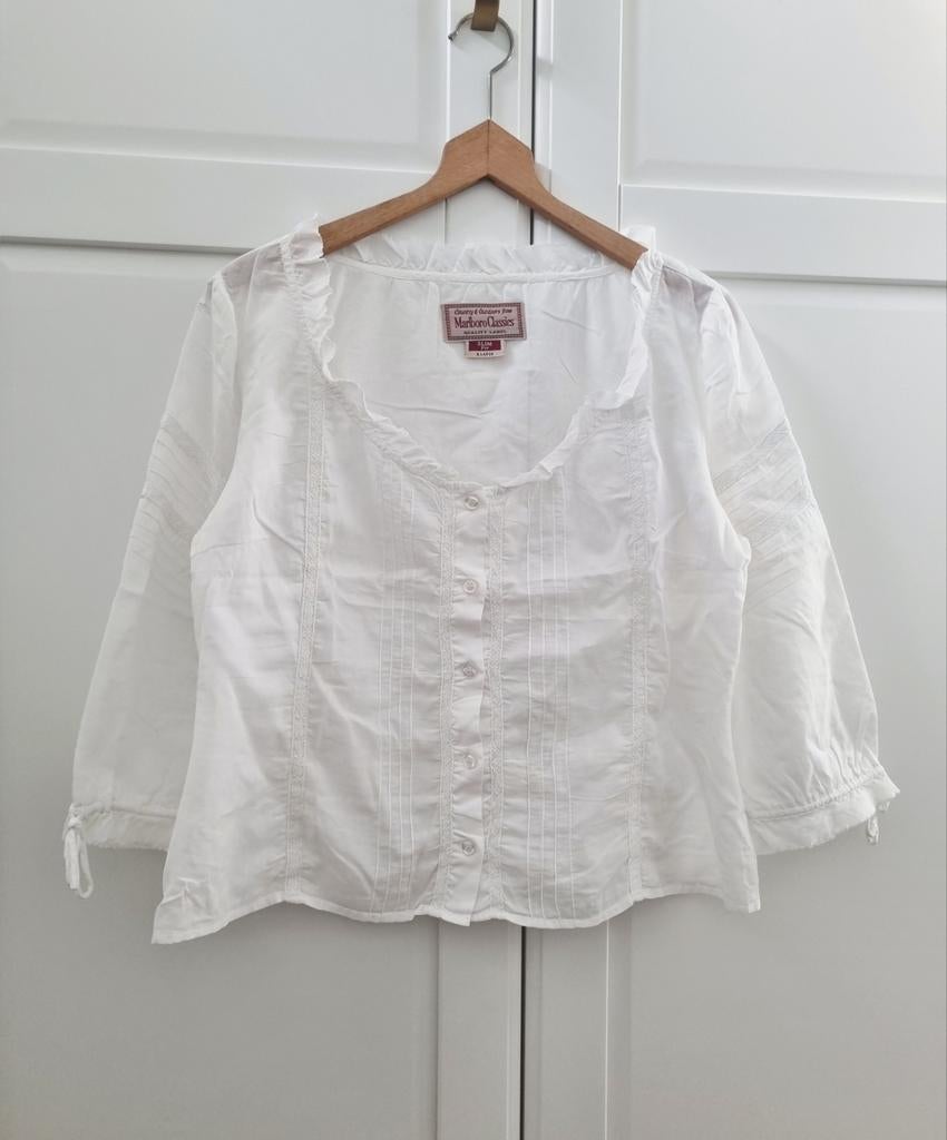 Marlboro Classics witte boho blouse slim fit XL, Kleding | Dames, Tops, Verzenden, Wit, Maat 42/44 (L), Gedragen