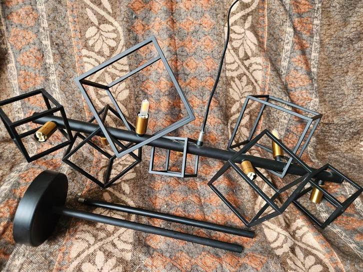 Moderne plafondlamp met kubussen - Zwart metaal, Huis en Inrichting, Lampen | Plafondlampen, Gebruikt, Metaal, Ophalen of Verzenden