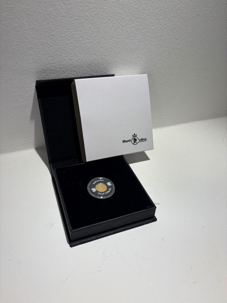 Massief gouden herslag allerlaatste 1 gulden uit 2001, 1 gulden, Verzenden, Koningin Beatrix, Goud