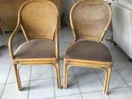 6 rotan lichtgewicht stoelen. Gebruikt. 2 met armleuningen, Huis en Inrichting, Ophalen, Gebruikt, Bruin, Riet of Rotan
