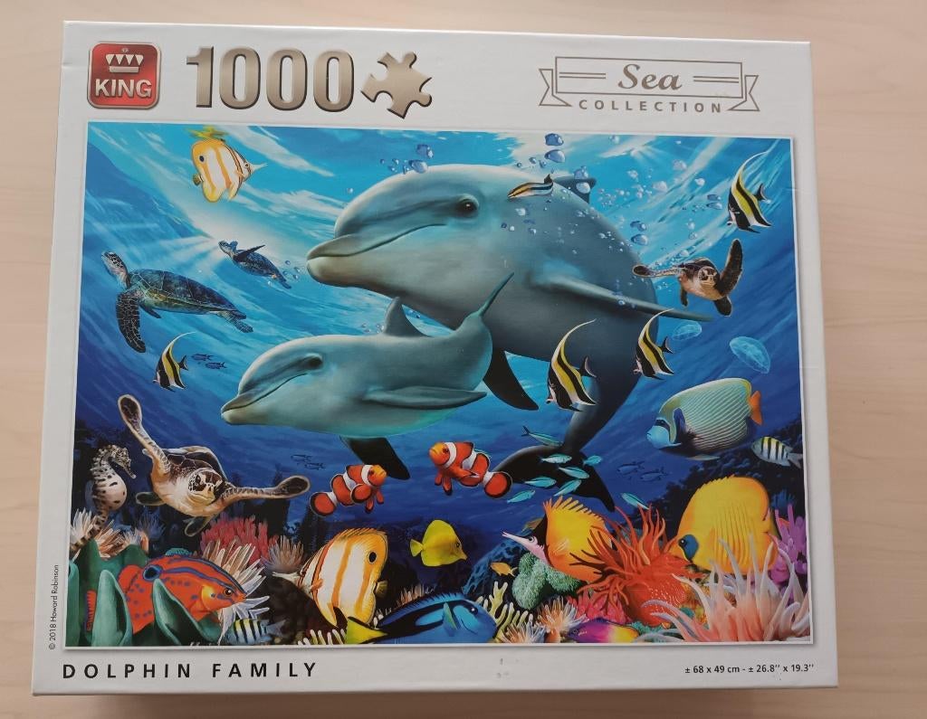 King Puzzel Dolphin Family 1000 stukjes, Ophalen of Verzenden, 500 t/m 1500 stukjes, Zo goed als nieuw, Legpuzzel