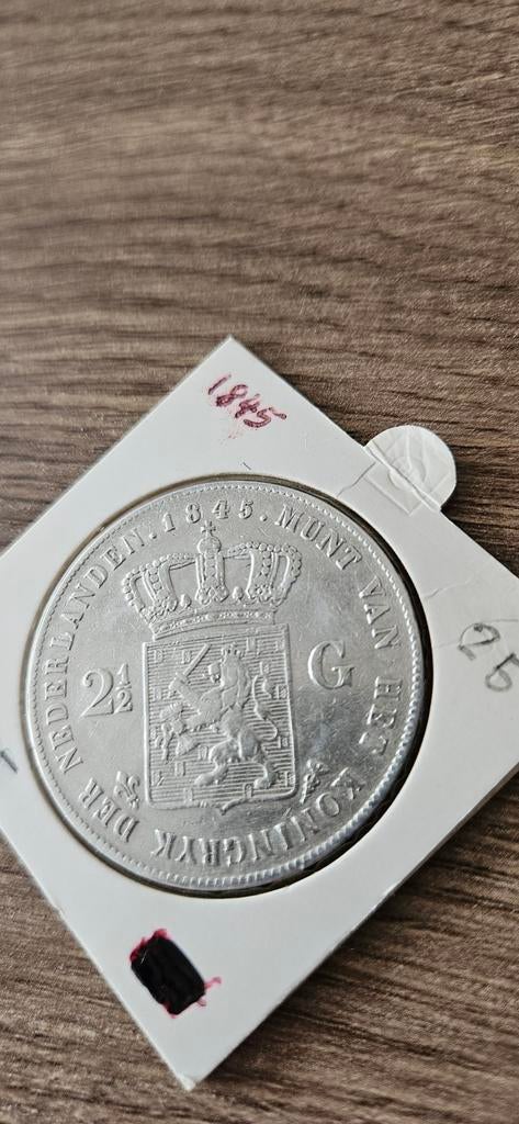 Zilveren rijksdaalder 1845 Willem II, Postzegels en Munten, Munten | Nederland, Zilver, Ophalen of Verzenden, Losse munt, 2½ gulden