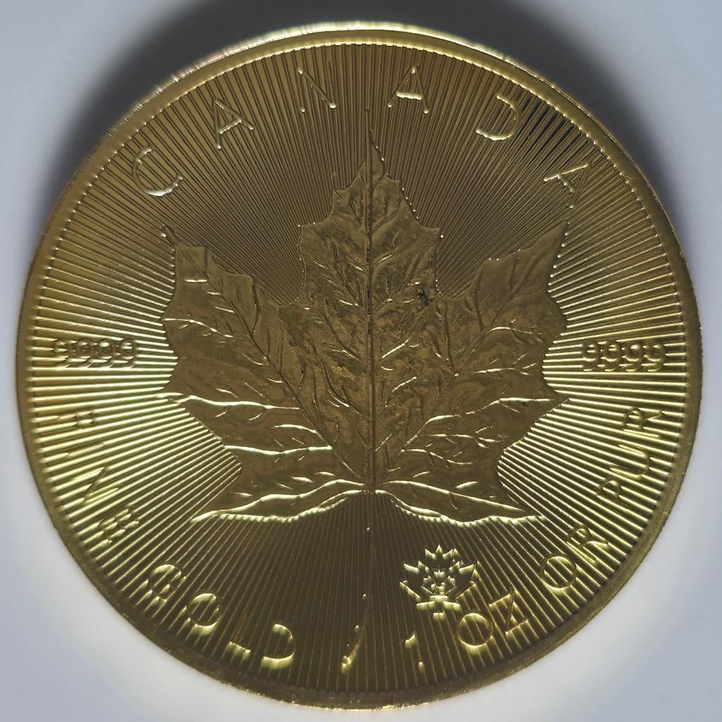 Replica gouden munt Gold Maple Leaf in capsule, Postzegels en Munten, Edelmetalen en Baren, Ophalen of Verzenden, Goud