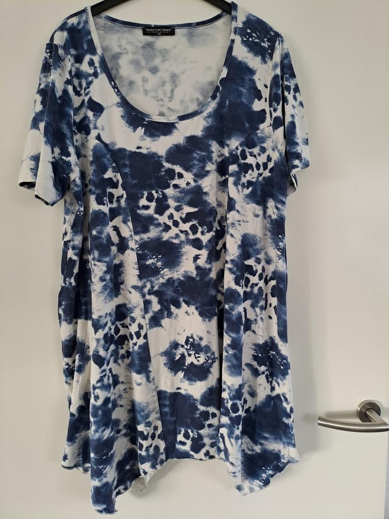 Head over heels: blauw/wit tuniek met korte mouw en punten., Kleding | Dames, Blauw, Blouse of Tuniek, Ophalen of Verzenden, Head over heels