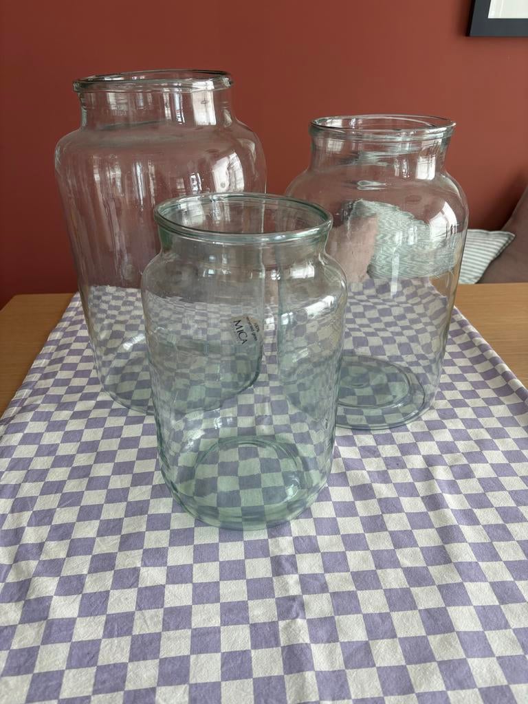 3 vazen van Mica recycled glas, Ophalen, Overige kleuren, Minder dan 50 cm, Glas