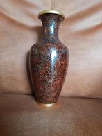 Antieke Cloisonné Vaas - Bruin met Bloemmotief, Antiek en Kunst, Antiek | Vazen, Ophalen of Verzenden