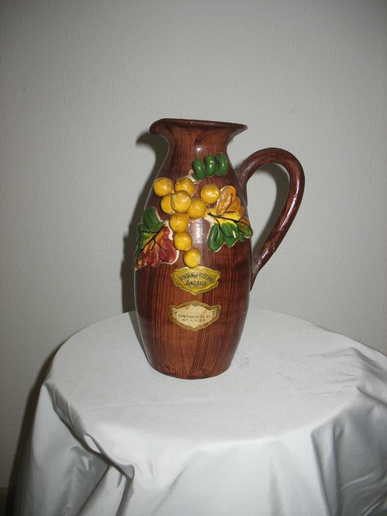 Karaf Keramiek Houtlook VINSANTO TOSCANO Kruik *1964 * Vinta, Antiek en Kunst, Antiek | Vazen, Ophalen of Verzenden