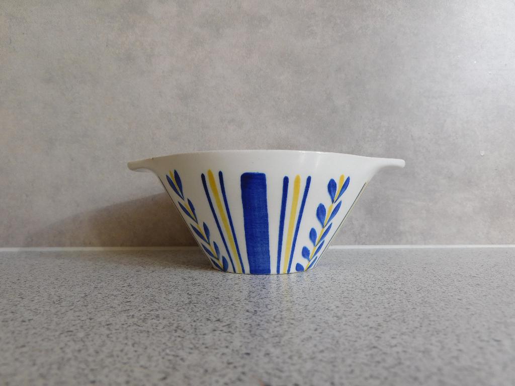 Kom 15x11,5x6 cm. Streep Blauw Geel Royal Sphinx, Ophalen of Verzenden