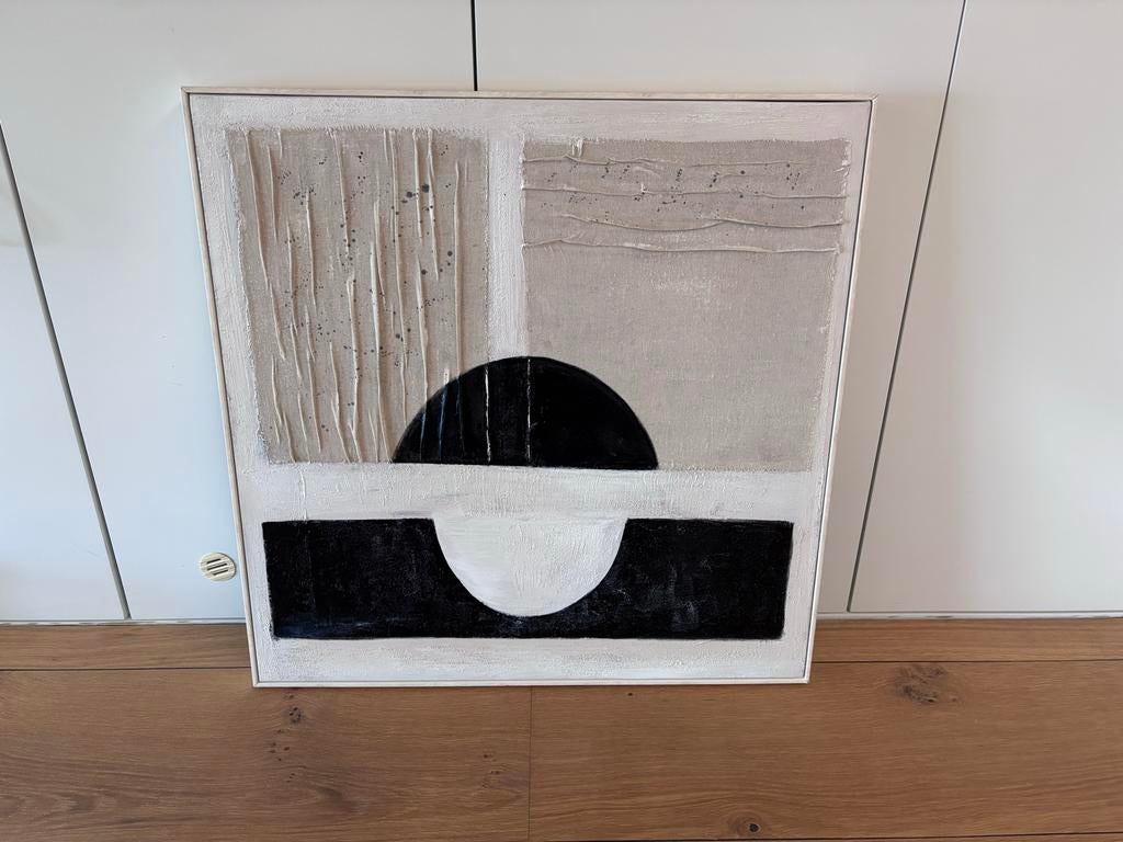 Abstract Kunstwerk Zwart Wit Textuur Canvas Schilderij, Ophalen