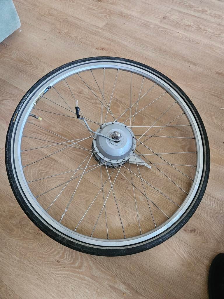Gazelle Orange voorwiel met motor, 28 inch, 9 pins, Wiel, Gebruikt, Elektrische fiets, Ophalen of Verzenden