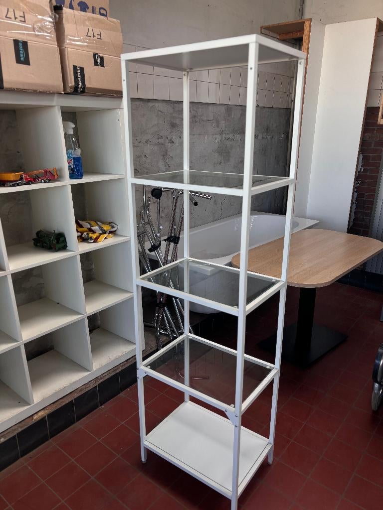 Witte stellingkast glas metaal open kast, Ophalen, Gebruikt