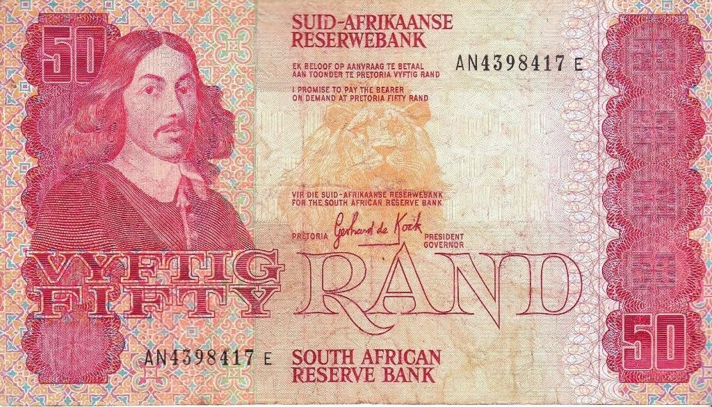 SUID  -  AFRIKAANSE  RESERWEBANK  1984 -90  FIFTY RAND, Postzegels en Munten, Bankbiljetten | Europa | Niet-Eurobiljetten, Ophalen of Verzenden