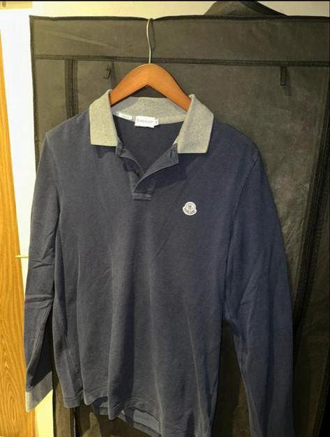 Moncler Slimfit Polo Lange Mouwen, Ophalen of Verzenden, Gedragen, Maat 48/50 (M), Blauw