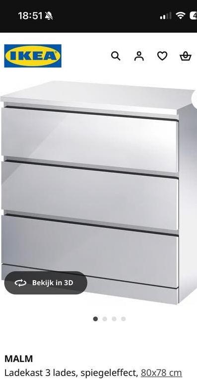 IKEA Malm Ladekast Spiegeleffect - Limited Edition, Overige materialen, Nieuw, 3 of 4 laden, Minder dan 100 cm