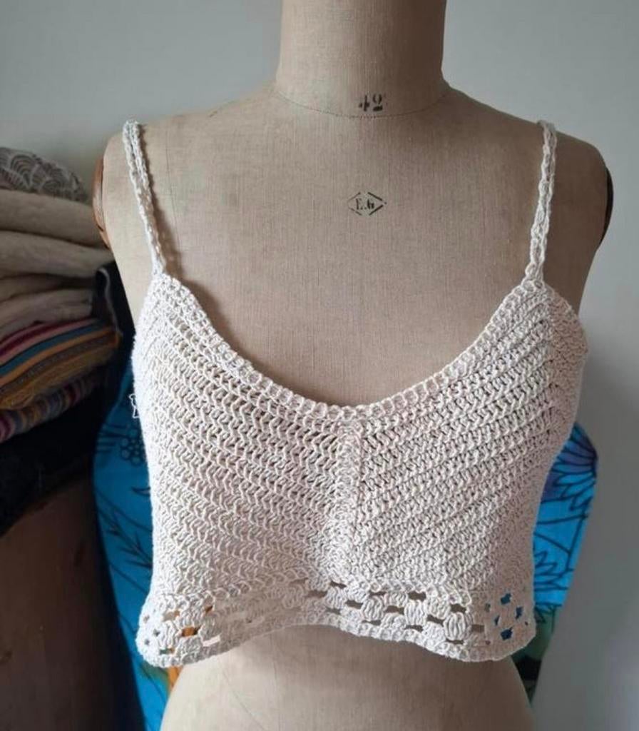 Supermooie boho gehaakte top, Ophalen of Verzenden, Zo goed als nieuw, Maat 38/40 (M), Zonder mouw