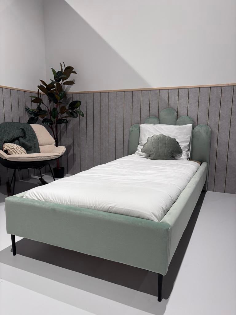 Kidsmill Shell ledikant 90 x 200 cm Juke Azure, Ophalen, 90 cm, Eenpersoons, Blauw