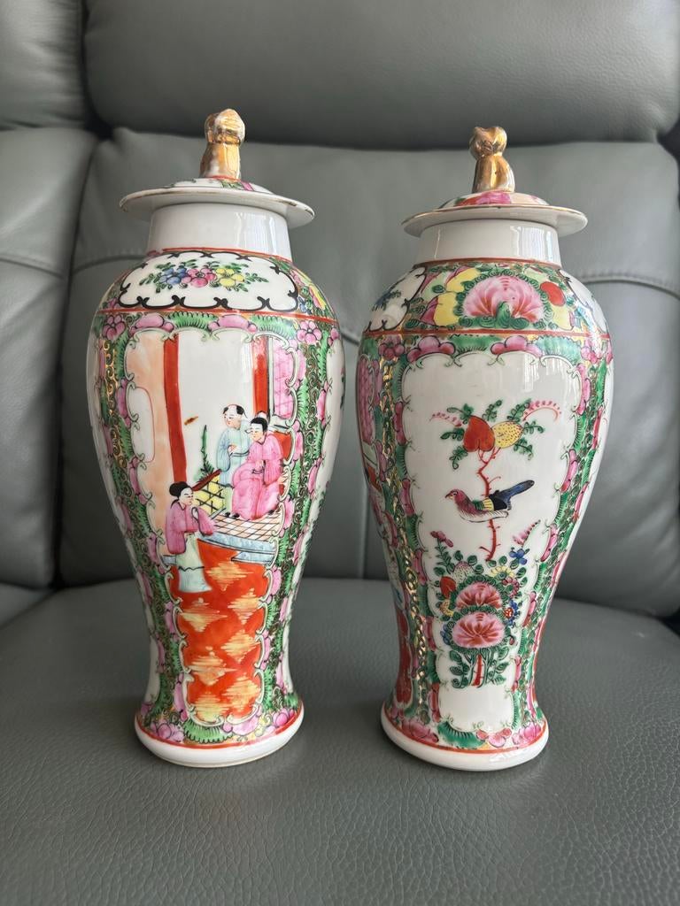 Twee Chinese vazen met deksel, Antiek en Kunst, Antiek | Vazen, Ophalen