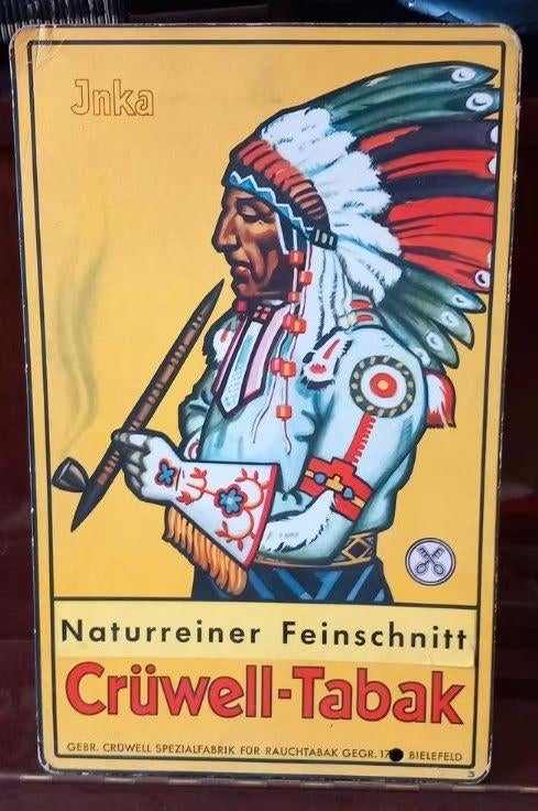 Vintage kartonnen reclame voor Crüwell Tabak, Verzenden, Gebruikt, Reclamebord