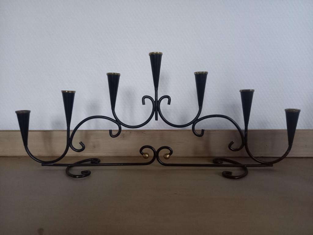 Gunnar Ander Kaarsenhouder zwart met goudkleurig accent, Gebruikt, Zwart, Ophalen of Verzenden, Metaal