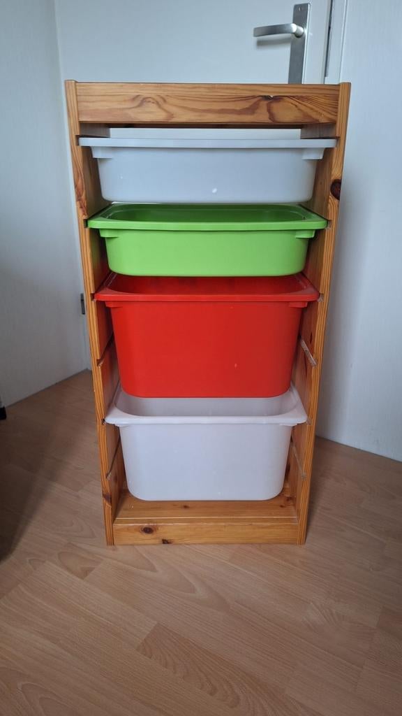 Ikea kinderopbergmeubel met 4 gekleurde bakken, Gebruikt, Ophalen of Verzenden, Minder dan 50 cm, 90 tot 105 cm