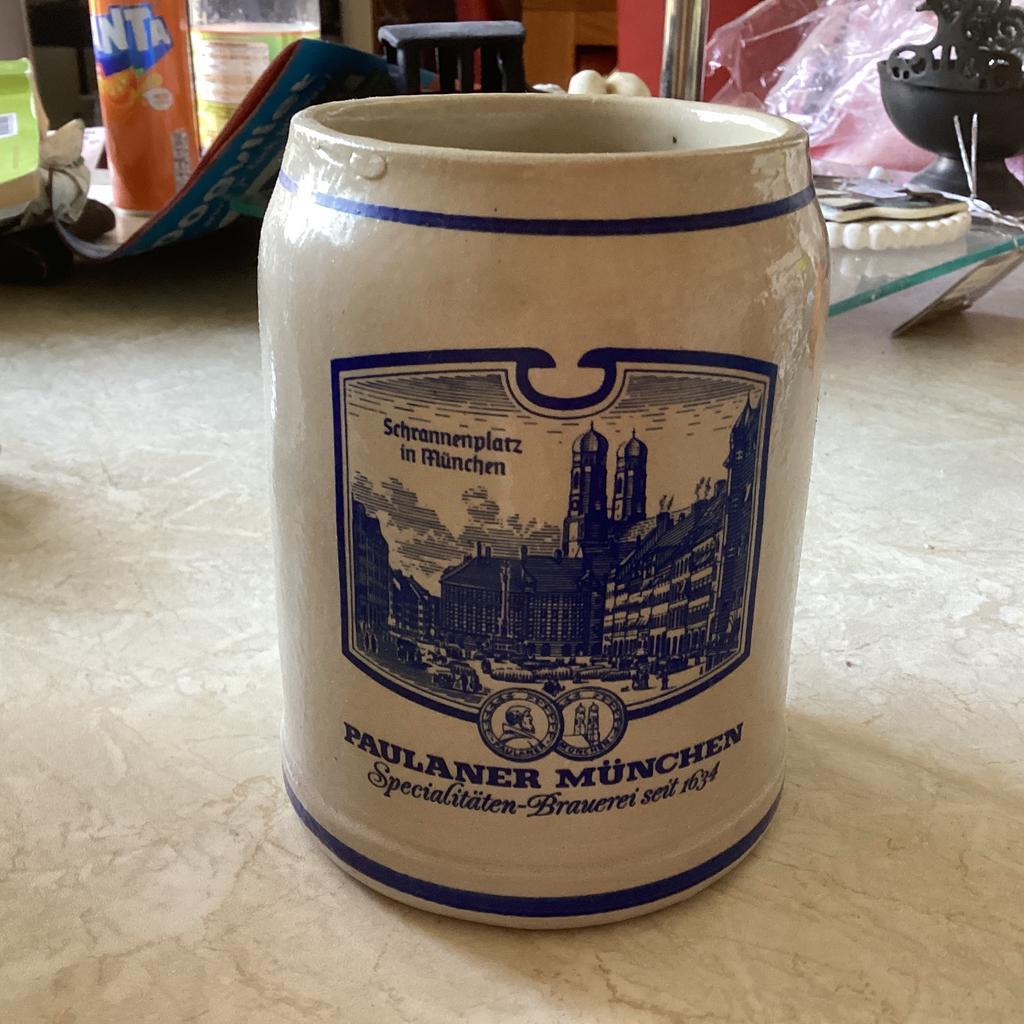 Paulaner Munchen pul hoog 13 cm, Verzamelen, Ophalen of Verzenden, Zo goed als nieuw, Pul(len), Overige merken