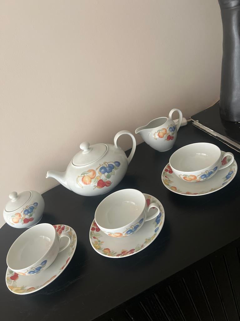 Vintage Bavaria West Germany Theeset met Fruitdecor, Ophalen of Verzenden
