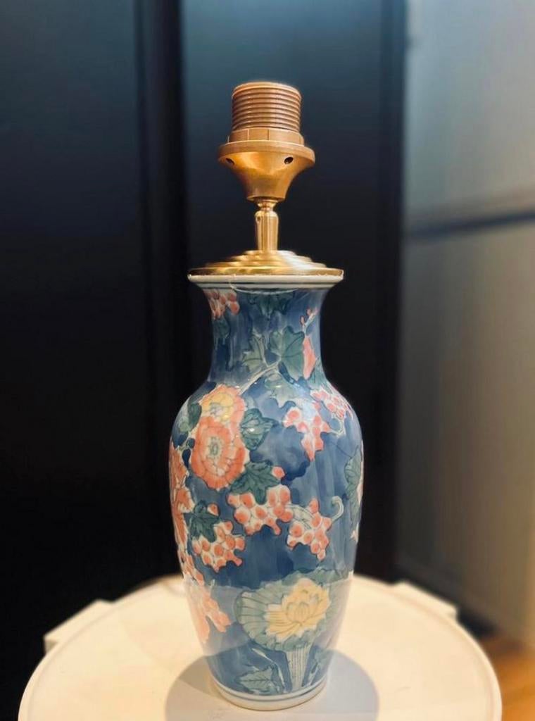 Unieke stijlvolle lampenvoet met gouden fitting en bloemen, Ophalen of Verzenden, Zo goed als nieuw, Minder dan 50 cm