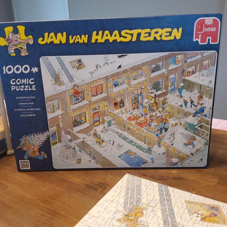 Jan van Haasteren puzzel, Kerstavond, 1000 stukjes, Hobby en Vrije tijd, Denksport en Puzzels, Zo goed als nieuw, Legpuzzel, 500 t/m 1500 stukjes