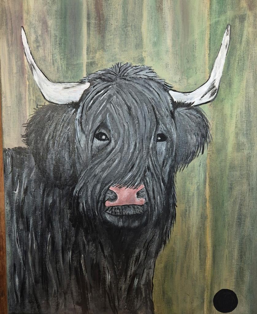Hooglander/Bison / koe acrylaat schilderij, Antiek en Kunst, Ophalen of Verzenden