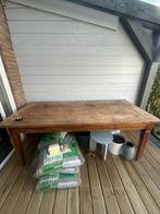 Houten eettafel 220x100 cm, Ophalen, Gebruikt, 100 tot 150 cm, 200 cm of meer