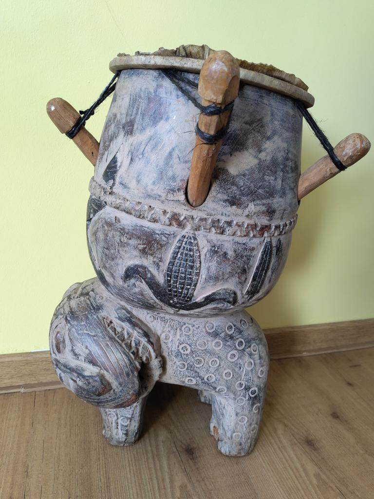 Houten Afrikaanse trommel, Antiek en Kunst, Ophalen