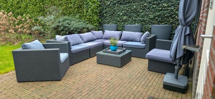 Tuinset loungeset rotan – complete set | Nette staat, Tuin en Terras, Tuinsets en Loungesets, Gebruikt, Loungeset, Rotan, 7 zitplaatsen