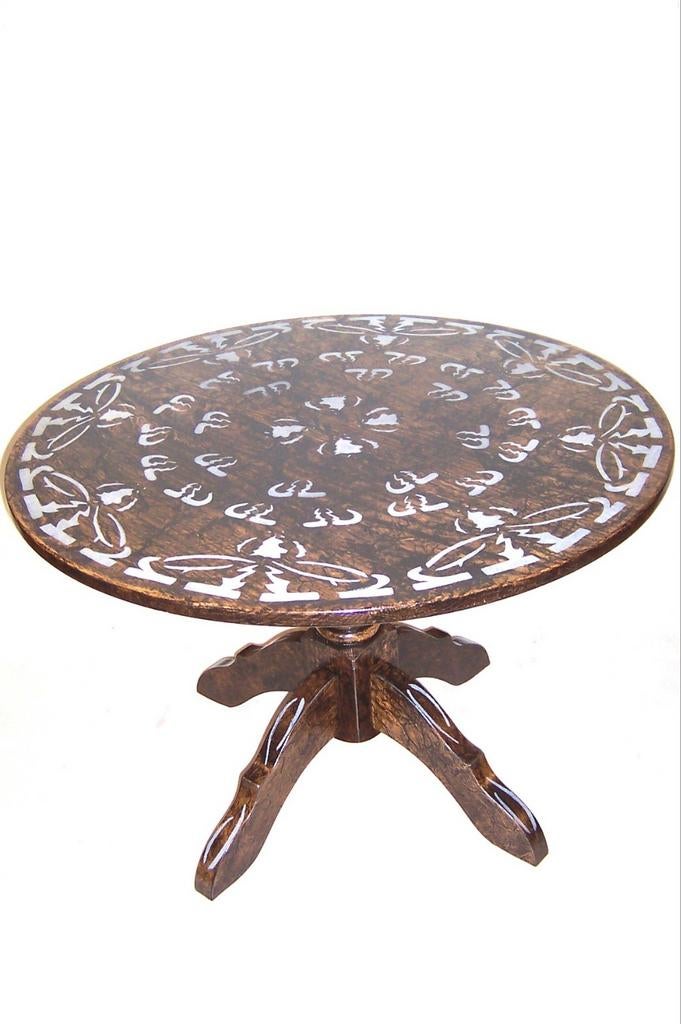 Salontafel, handmatig verfraaid., 50 tot 100 cm, 50 tot 75 cm, Rond, 50 tot 100 cm