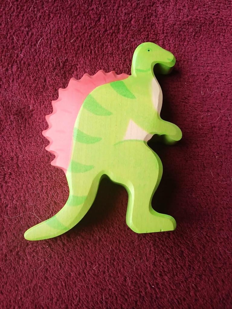 Holztiger Houten Dinosaurus Speelgoed - Groen met Roze Rug, Ophalen of Verzenden, Gebruikt, Overige typen