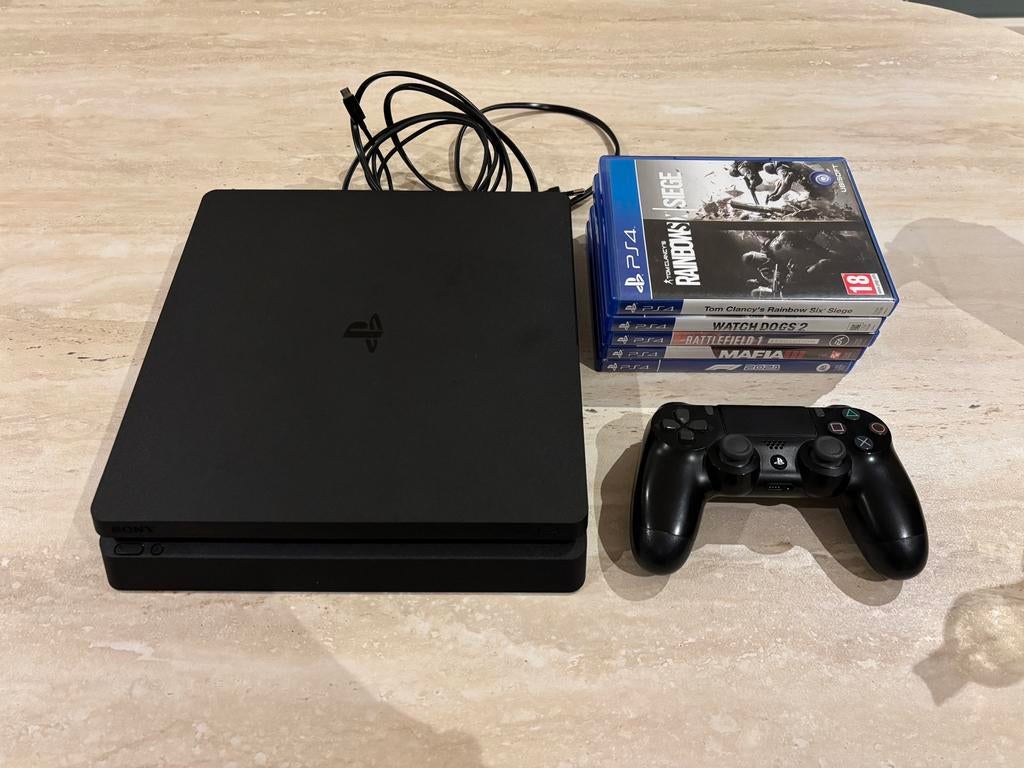 Playstation 4 Slim + 5 games, Ophalen of Verzenden, Met 1 controller, Slim, 500 GB
