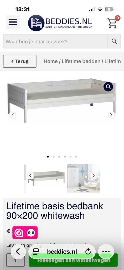 Lifetime bedbank 90x200 met onderschuifbed, Kinderen en Baby's, Kinderkamer | Bedden, Ophalen, 85 tot 100 cm, Gebruikt, Lattenbodem