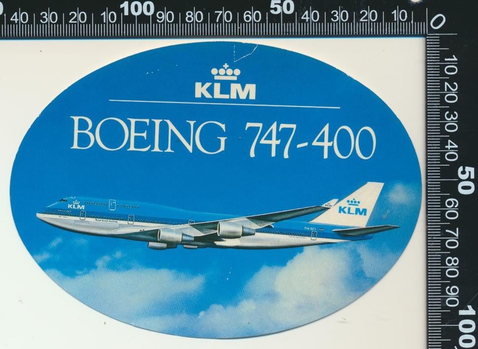 Sticker: KLM - Boeing 747-400 (3), Ophalen of Verzenden, Zo goed als nieuw, Bedrijf of Vereniging