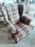 Geruite fauteuil in rood, groen en oranje, Huis en Inrichting, Fauteuils, Ophalen, Gebruikt, Klassiek, 75 tot 100 cm
