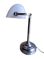 Vintage bankierslamp chroom met opaalglas, Gebruikt, 50 tot 75 cm, Vintage, Klassiek, Art Deco, Ophalen of Verzenden