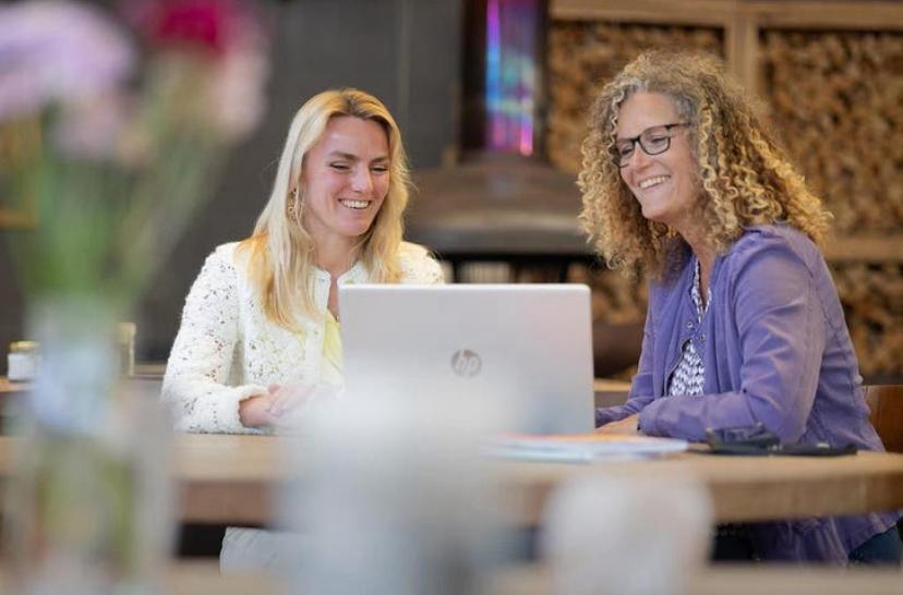 Thuiswerk met laptop (thuiswerk)